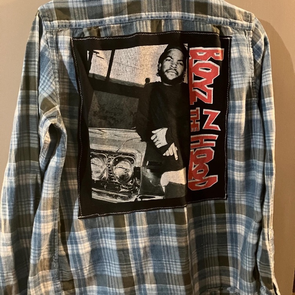 Upcycled George Blue and Green Checkered Shirt